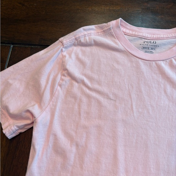 Boys Polo Ralph Lauren Pink V Neck Short Sleeve Shirt Size Medium - Picture 3 of 4